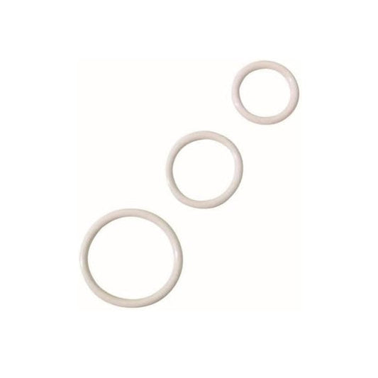 WHITE RUBBER RING COCK RING 3PC SET