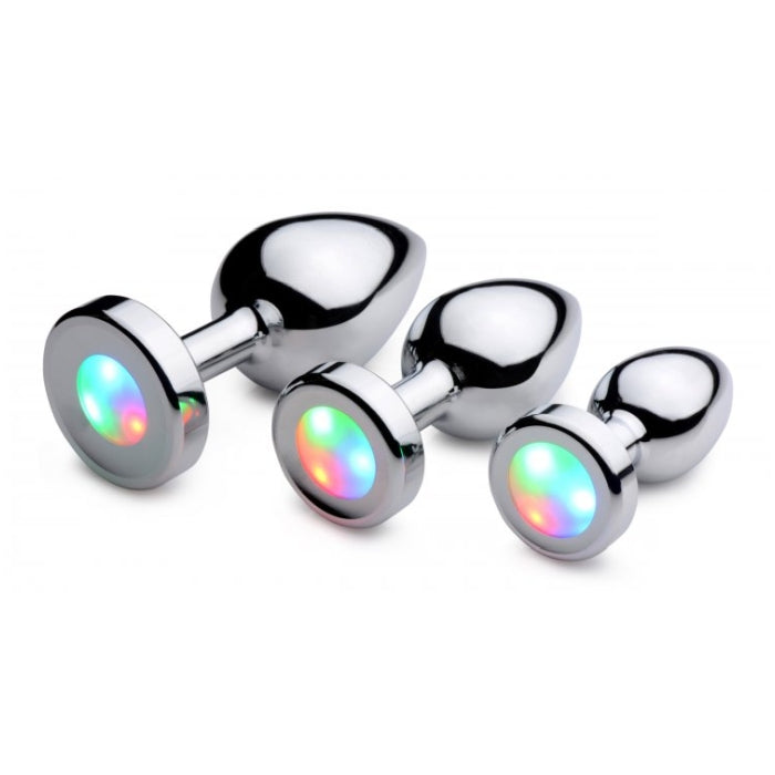 LIGHT UP LARGE ANAL PLUG - SILVER