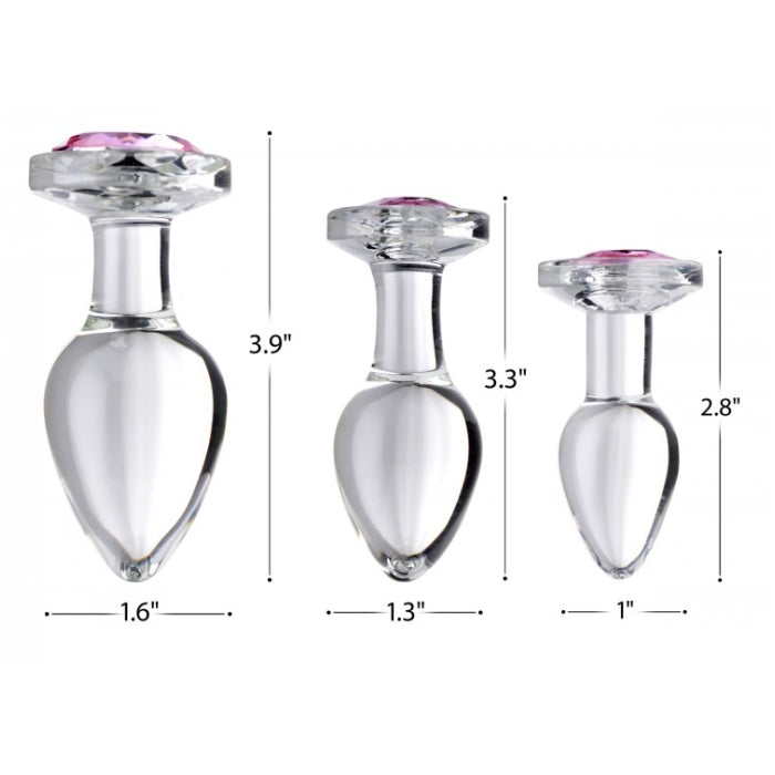 BS PINK GEM GLASS ANAL PLUG - LARGE