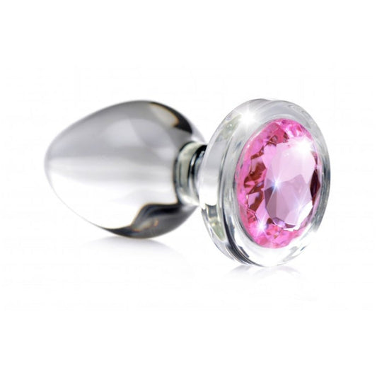 BS PINK GEM GLASS ANAL PLUG - SMALL