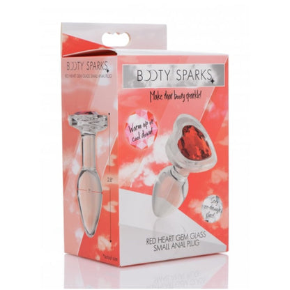 BS RED HEART GEM GLASS ANAL PLUG - SMALL