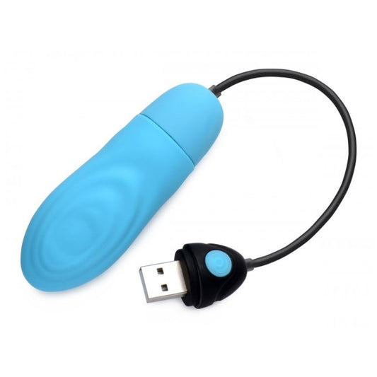 7X PULSING RECHARGEABLE SILICONE BULLET - BLUE
