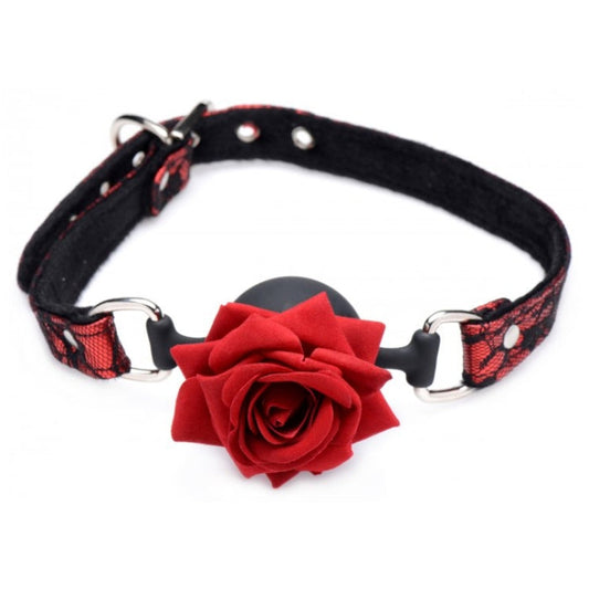 MS FULL BLOOM SILICONE BALL GAG WITH ROSE
