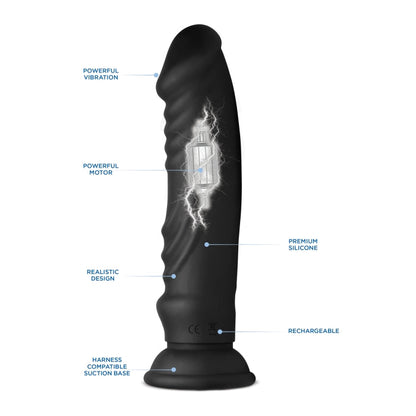 VIBRATING & E-STIM SILICONE DILDO W/ REMOTE