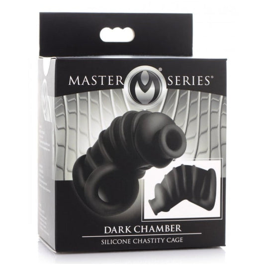 MS DARK CHAMBER SILICONE CHASTITY CAGE - BLACK