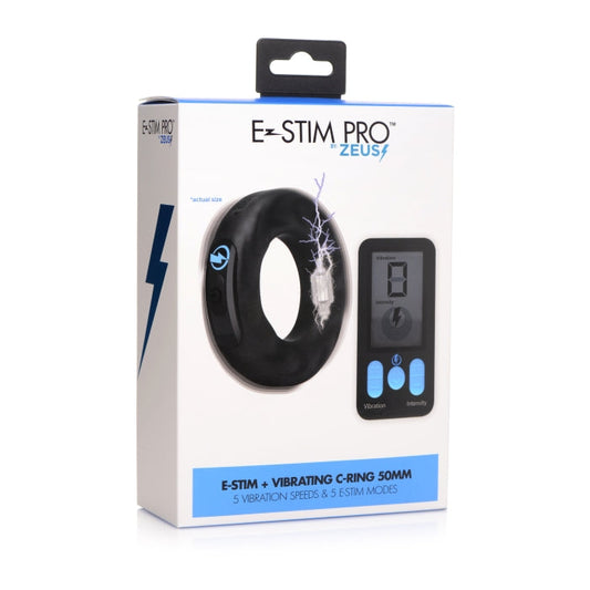 VIBRATING & E-STIM SILICONE COCK RING W/ RC 50MM
